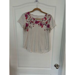 Ann Taylor Floral Cream colored Tee